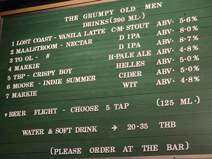 The Grump Old Men Craft Beer Bar Draft Menu
